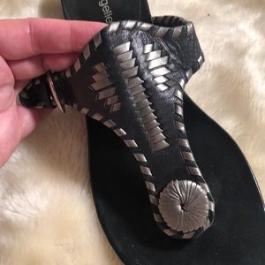 Andrew Geller black and silver woven sandals
